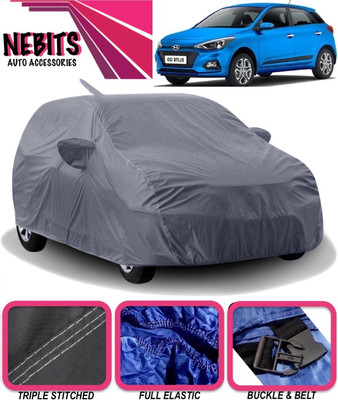 NEBITS Car Cover For Hyundai Elite i20 (With Mirror Pockets)(Grey)