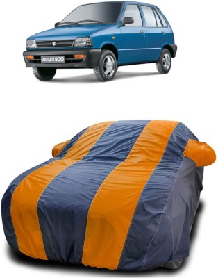 DIGGU Car Cover For Maruti 800 AC BSII (With Mirror Pockets)(Orange, Blue)