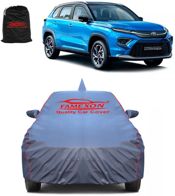 FAMEXON Car Cover For Toyota Urban Cruiser Hyryder (With Mirror Pockets)(Grey)