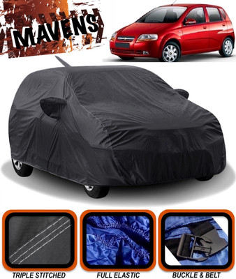 MAVENS Car Cover For Chevrolet Aveo U-VA (With Mirror Pockets)(Black)