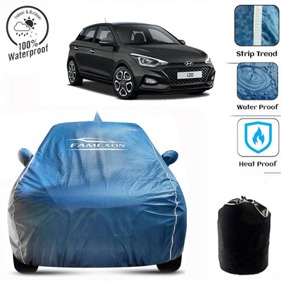 FAMEXON Car Cover For Hyundai i20 (With Mirror Pockets)(Blue)