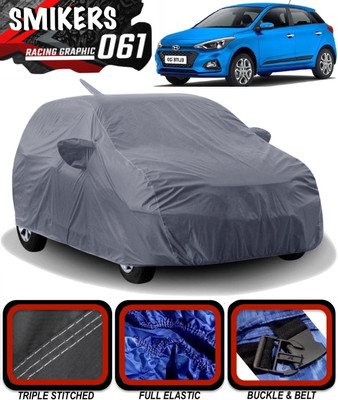 SMIKERS Car Cover For Hyundai Elite i20 (With Mirror Pockets)(Grey)