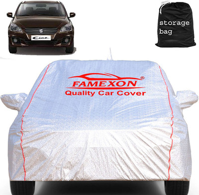 FAMEXON Car Cover For Maruti Ciaz, Ciaz Alpha AMT Petrol (With Mirror Pockets)(Silver)