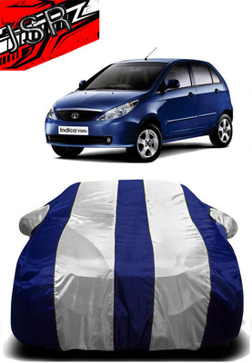 J S R Car Cover For Tata Indica Vista (With Mirror Pockets)(White, Blue)