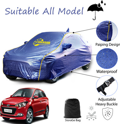 GARREGE Car Cover For Hyundai Elite i20 (With Mirror Pockets)(Blue)