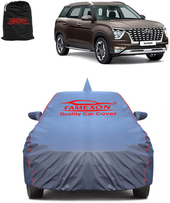 FAMEXON Car Cover For Hyundai Alcazar (With Mirror Pockets)(Grey)
