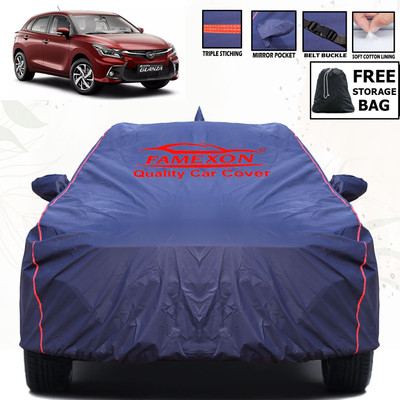 FAMEXON Car Cover For Toyota Glanza (With Mirror Pockets)(Blue)
