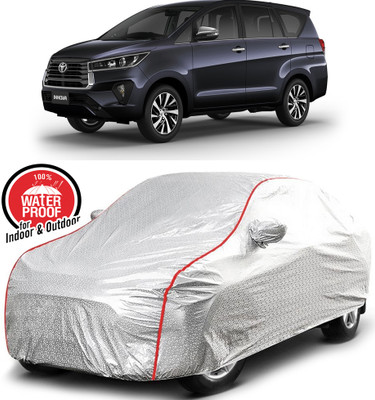 NG Auto Front Car Cover For Toyota Innova Crysta Facelift (With Mirror Pockets)(Silver, Red)