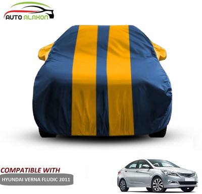 AUTO ALAXON Car Cover For Hyundai Fluidic Verna (With Mirror Pockets)(Blue, Yellow, For 2011 Models)