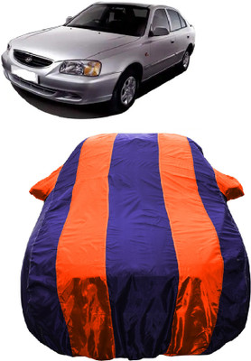 Wegather Car Cover For Hyundai Accent Viva GLX (With Mirror Pockets)(Orange)