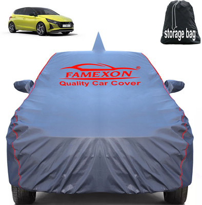FAMEXON Car Cover For Hyundai i20 (With Mirror Pockets)(Grey)