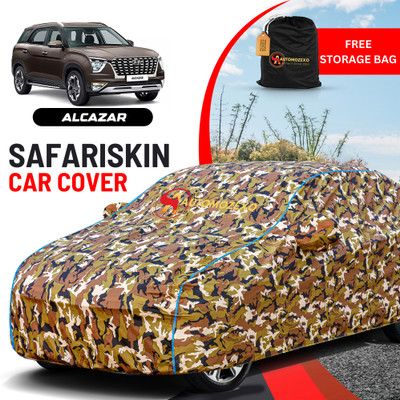 AUTOMOZEXO Car Cover For Hyundai Alcazar (With Mirror Pockets)(Multicolor)