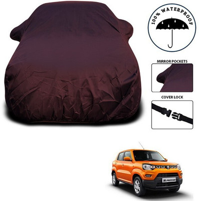SEBONGO Car Cover For Maruti Suzuki S-Presso (With Mirror Pockets)(Maroon, For 2019, 2020, 2021, 2022, 2023, 2024 Models)
