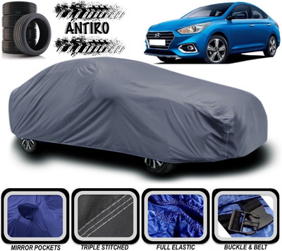 ANTIRO Car Cover For Hyundai Verna (With Mirror Pockets)(Grey)