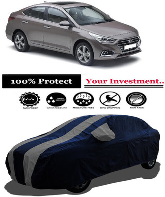 Amexride Car Cover For Hyundai Verna 1.6 CRDI SX Option (With Mirror Pockets)(Grey)