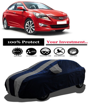 Amexride Car Cover For Hyundai Verna Fluidic DTHR (With Mirror Pockets)(Grey)