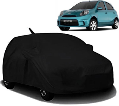 AXLOZ Car Cover For Nissan Micra Active (With Mirror Pockets)(Black)