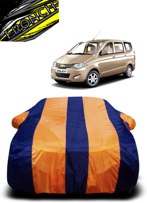 FRONCH Car Cover For Chevrolet Enjoy (With Mirror Pockets)(Orange, Blue)