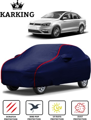 KARKING Car Cover For Volkswagen Vento (With Mirror Pockets)(Blue)