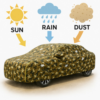 GOSHIV-car and bike accessories Car Cover For Maruti A-Star LX (With Mirror Pockets)(Yellow, White)