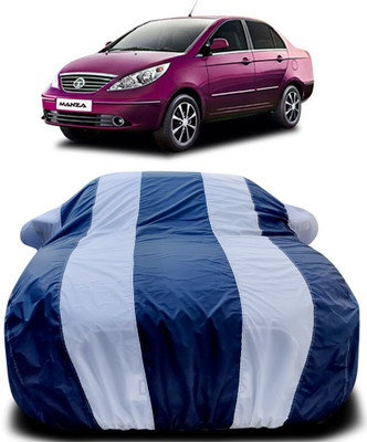 AMVISH Car Cover For Tata Manza (With Mirror Pockets)(Blue, White)