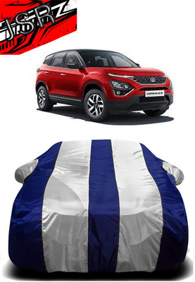 J S R Car Cover For Tata Harrier (With Mirror Pockets)(White, Blue)