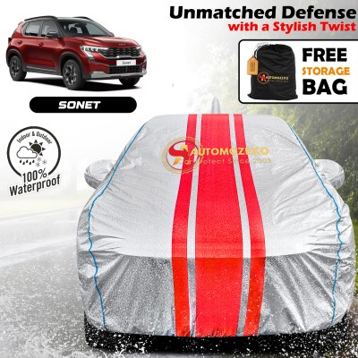 AUTOMOZEXO Car Cover For Kia Sonet (With Mirror Pockets)(Silver)