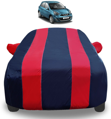 Auto Hub Car Cover For Nissan Micra (With Mirror Pockets)(Red)