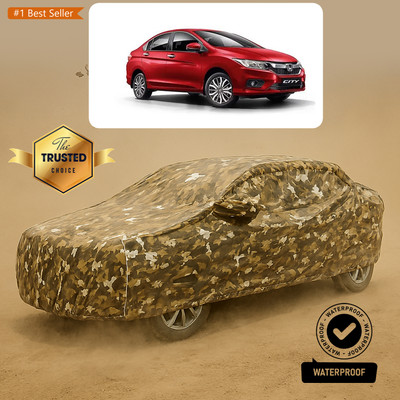 CODOKI Car Cover For Honda City i VTEC V (With Mirror Pockets)(Yellow, White)