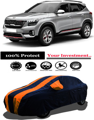 Amexride Car Cover For Kia Seltos HTK Plus AT D Diesel (With Mirror Pockets)(Orange)