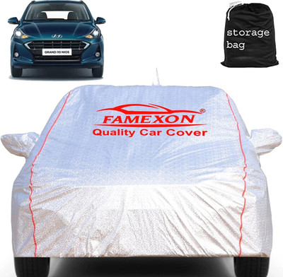 FAMEXON Car Cover For Hyundai Grand I10 Nios Magna 1.2 Kappa VTVT (With Mirror Pockets)(Silver)