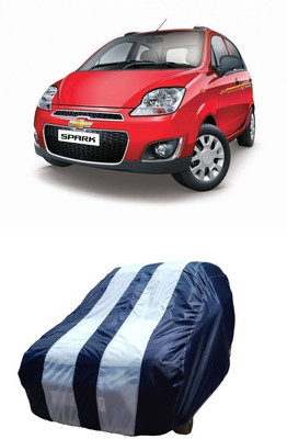 ATBROTHERS Car Cover For Chevrolet Spark (Without Mirror Pockets)(White, Blue)