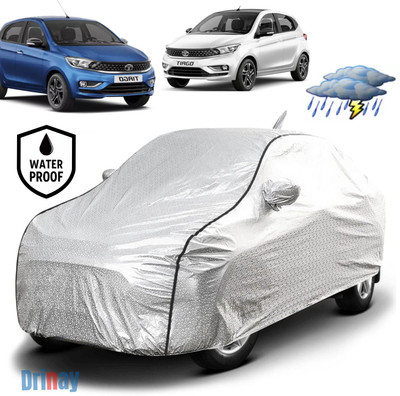 DRINAY Car Cover For Tata Tiago (With Mirror Pockets)(Silver, Black)