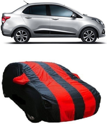 AUTOKIT Car Cover For Hyundai Xcent (With Mirror Pockets)(Red, Black)