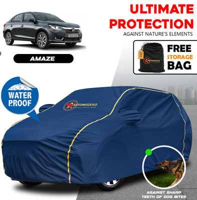 AUTOMOZEXO Car Cover For Honda Amaze (With Mirror Pockets)(Blue)