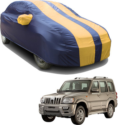 SS FOR YOUR SMART NEEDS Car Cover For Mahindra Scorpio S8 7 Seater (With Mirror Pockets)(Blue, Yellow)