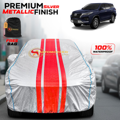 AUTOMOZEXO Car Cover For Toyota Fortuner (With Mirror Pockets)(Silver)