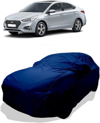 Coxtor Car Cover For Hyundai Verna CRDi 1.6 SX Option Diesel (With Mirror Pockets)(Blue)