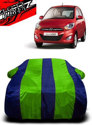 J S R Car Cover For Hyundai i10 Magna 1.1L (With Mirror Pockets)(Green, Blue)
