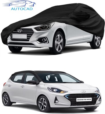 AUTOCAD Car Cover For Hyundai Grand i10 Nios (With Mirror Pockets)(Black)