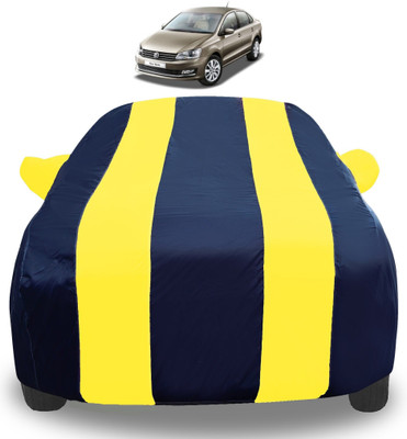 Auto Hub Car Cover For Volkswagen Vento (With Mirror Pockets)(Yellow)