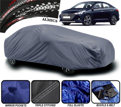 ALMICS Car Cover For Hyundai Verna Fluidic DTHR (With Mirror Pockets)(Grey)