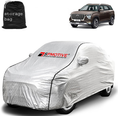 SPMOTIVE Car Cover For Hyundai Alcazar (With Mirror Pockets)(Silver)