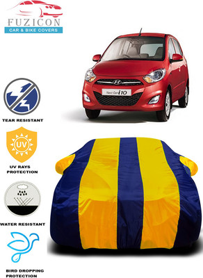 FUZICON Car Cover For Hyundai i10 (With Mirror Pockets)(Yellow, Blue)