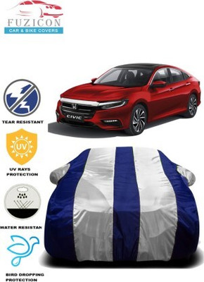 FUZICON Car Cover For Honda Civic (With Mirror Pockets)(White, Blue)