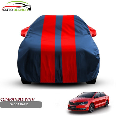 AUTO ALAXON Car Cover For Skoda Rapid (With Mirror Pockets)(Blue, Red)