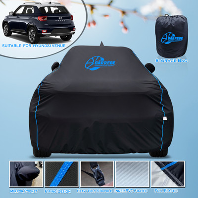 GARREGE Car Cover For Hyundai Venue (With Mirror Pockets)(Black)