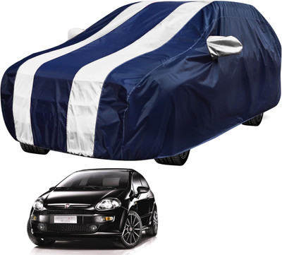 Auto Hub Car Cover For Fiat Punto Evo (With Mirror Pockets)(Blue, White)