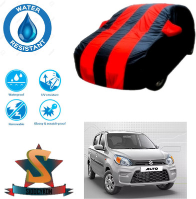 SIDOCYKON Car Cover For Maruti Suzuki Alto (With Mirror Pockets)(Black, Red)