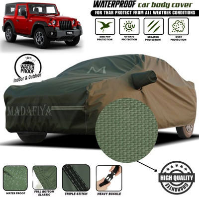 MADAFIYA Car Cover For Mahindra Thar, Thar CRDe, Thar Facelift (With Mirror Pockets)(Green)
